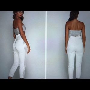 Meshki Nella Diamanté Trousers- White